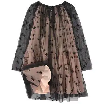 【嘉禾·2017秋冬新款】女童 网纱星星 长袖连衣裙_深圳嘉禾服装有限