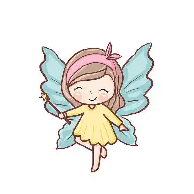 手绘卡通q版翅膀女孩蝴蝶仙子可爱天使png素材插画插图翅膀元素