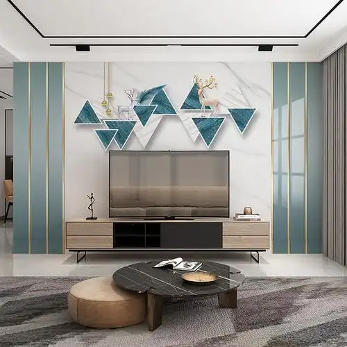 电视背景墙竹木纤维板护墙板客厅卧室防水拼接板 16款 胶 2条包边条