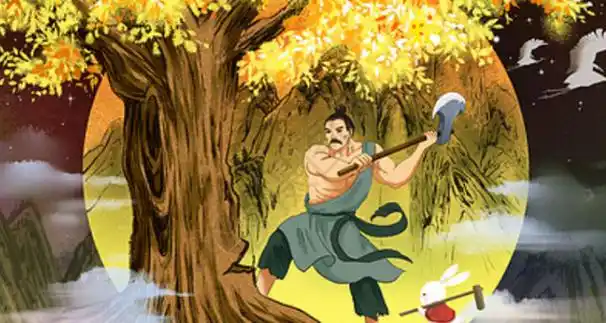 "吴刚便开始伐桂,但吴刚每砍一斧,斧起而树