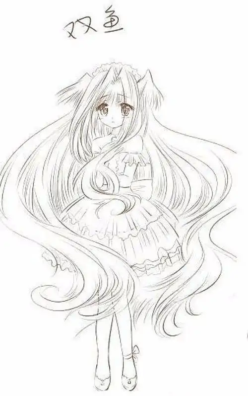 十二星座手绘少女双鱼座,小葩画12星座古风少女