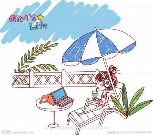 沙滩上晒太阳简笔画