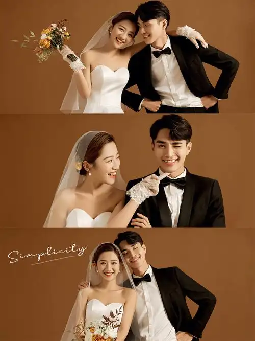 必拍婚纱照风格焦糖室内婚纱照简约高级