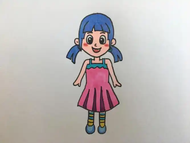 马克笔小女孩简笔画