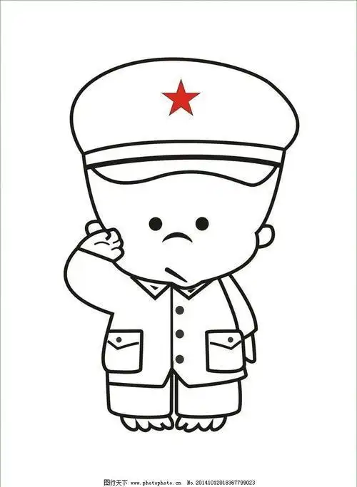 军人和情侣的动漫简笔画