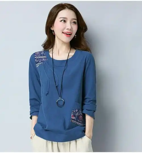 12春装2020新款200斤大码女装宽松圆领t恤女长袖打底衫休闲上衣服