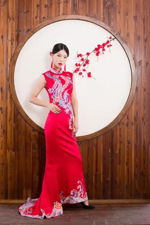 2020定制婚礼旗袍华丽刺绣重锻中式新娘手工旗袍