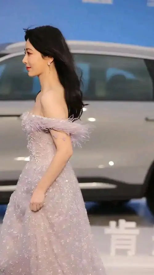 出现在栩栩华生时尚活动的现场,杨紫最新红毯造型太美了,一袭紫色长裙