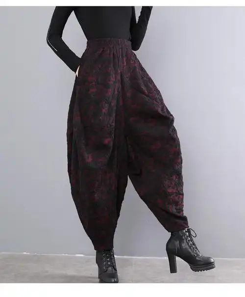 民族风提花灯笼裤女休闲裤2020春秋新款宽松大码显瘦复古哈伦裤