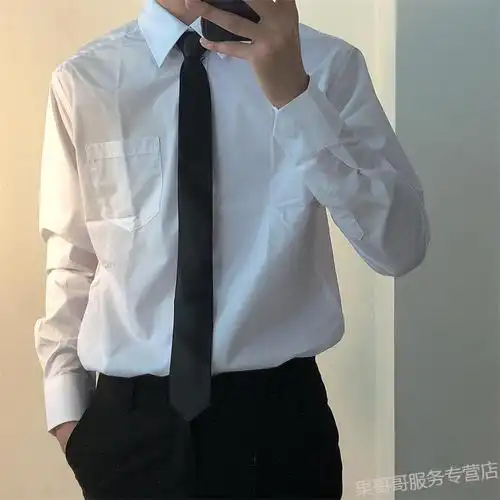 帅衬衣春装上衣春秋正装新款内搭配西装白色衬衫领带40xl尺码130140斤