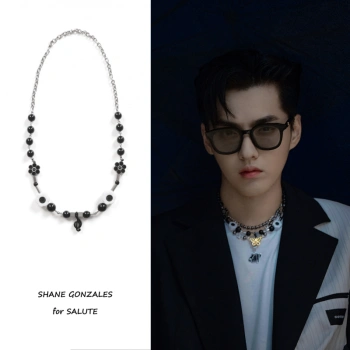 brangdy 黑色音符珍珠项链笑脸雏菊嘻哈evae吴亦凡同款 国内现货顺丰