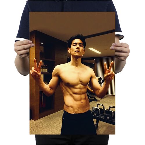 铺麦吉家居彭于晏海报画复古牛皮纸宿舍卧室墙贴健身馆肌肉男励志  51