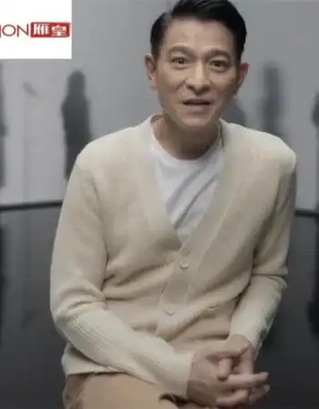 冬季定制款刘德华同款毛衣男潮牌秋季白色时尚修身v领开衫针织衫外套