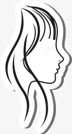 手绘运动美女健身侧面插图黑白装饰插图女孩侧脸头像卡通人物走路黑