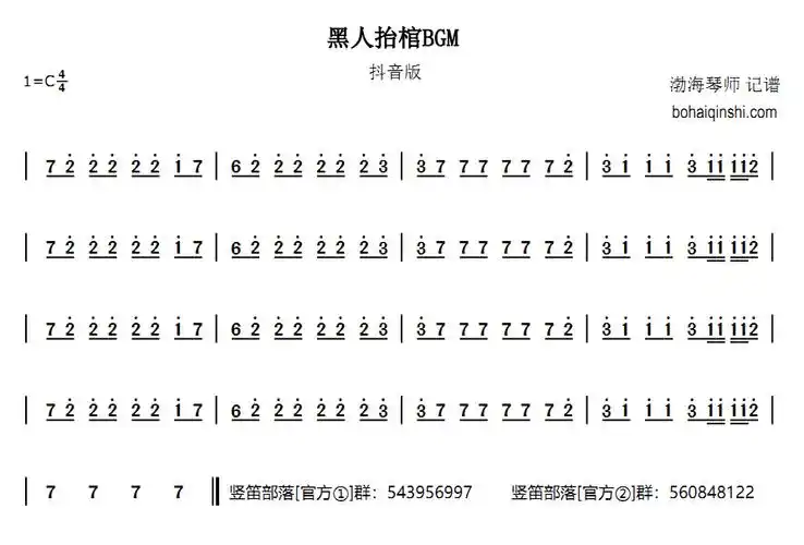 【竖笛指法】黑人抬棺bgm [抖音版]