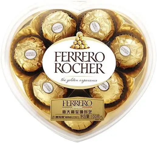 ferrero 费列罗 rocher榛果威化巧克力8粒浪漫礼品心形装100g : 亚马