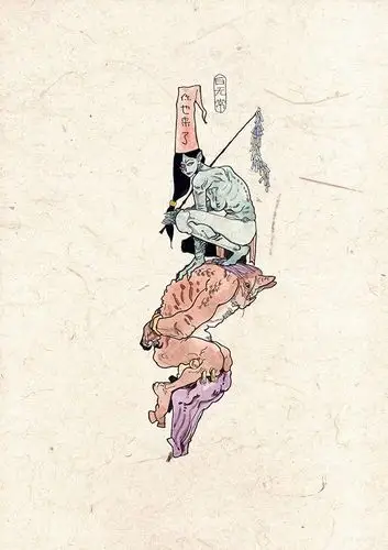 白无常笑颜常开,帽子上还写了四个大字"你也来