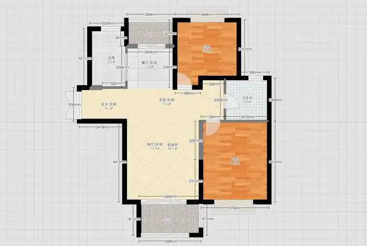 南北通透的套二户型改套三!