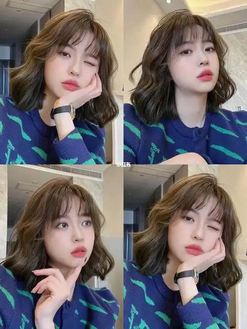 显脸小发型女生中长发女生免打理烫发