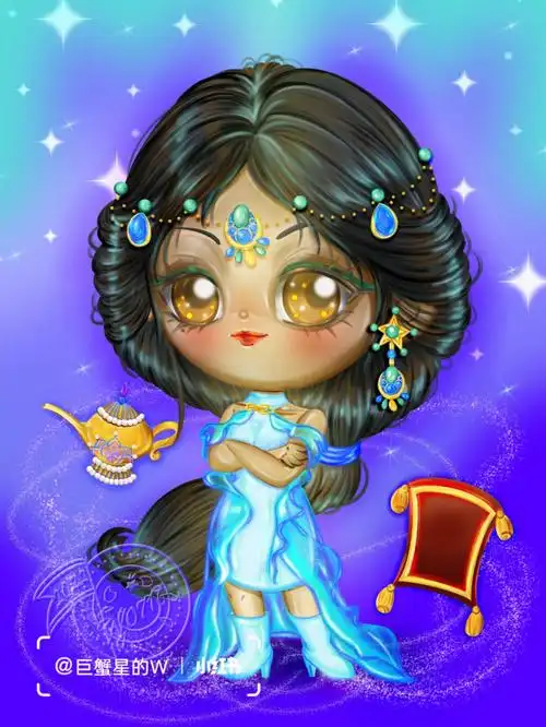 迪士尼茉莉公主插画