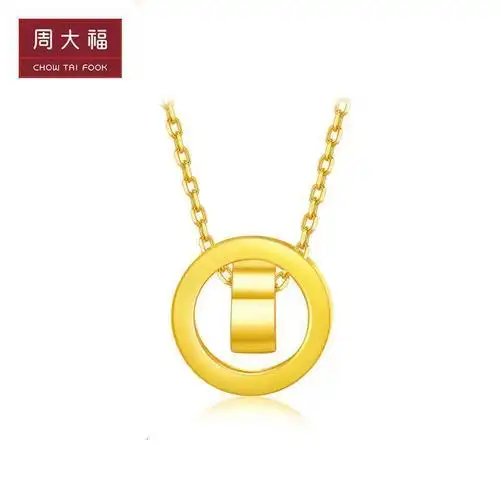 520礼物新款周大福珠宝首饰圆圈心形足金金项链计价f220680视频