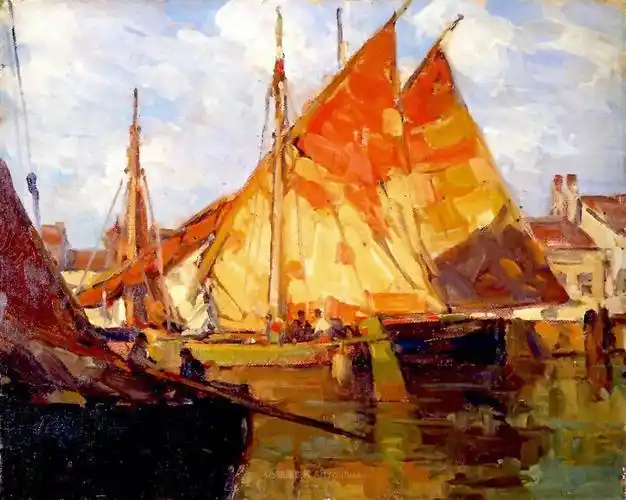 色彩浓郁的一组帆船主题画作