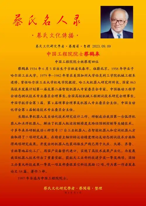 1,中国工程院院士蔡鹤皋#蔡氏家族 #蔡氏名人录 - 抖音
