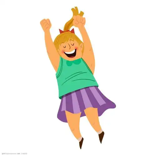 矢量扁平正在跳跃的女孩