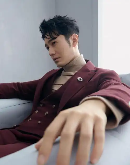 黄晓明复古格纹阔腿裤时尚写真,高清图片-壁纸族