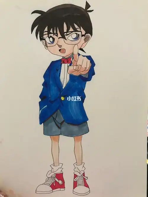 柯南简笔画彩色
