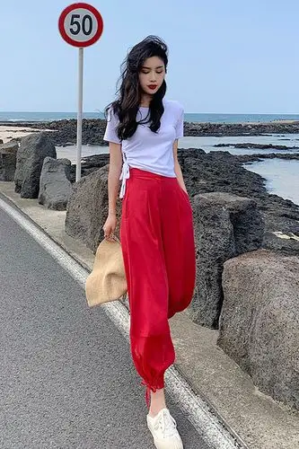 个性时髦套装女夏气质酷酷女孩穿搭帅气时尚潮流洋气高腰裤两件套