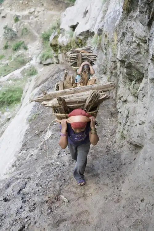 东方人,背,一个人,走,竖图,室外,白天,石头,山,山脉,植物,尼泊尔,亚洲