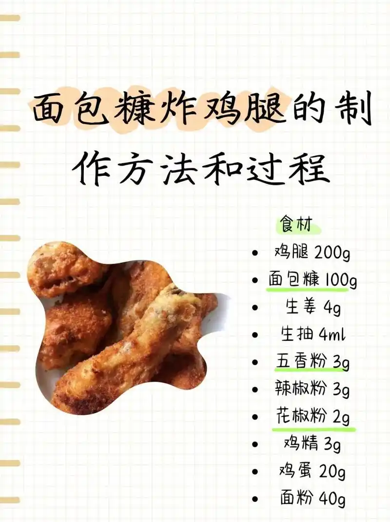 面包糠炸鸡腿的制作方法和过程  今天早上是做个面包糠,炸鸡腿给家人