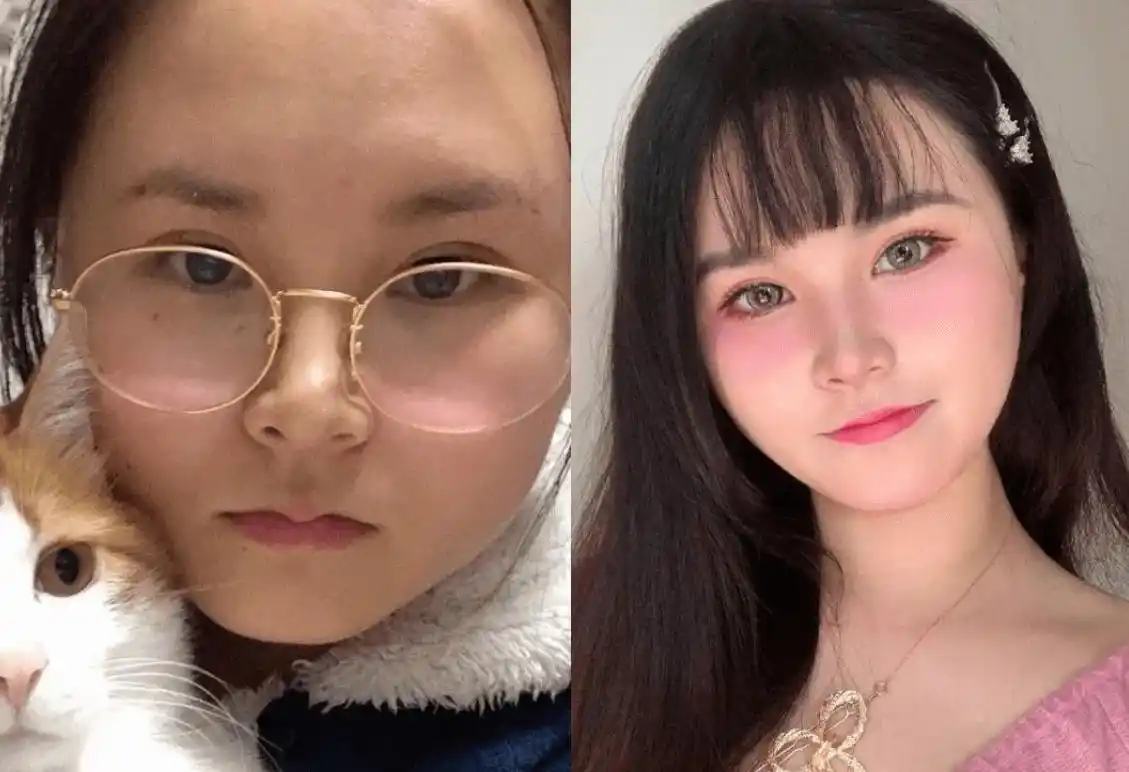 原创女大学生化妆前后对比照走红前后判若两人男同学看到怀疑人生