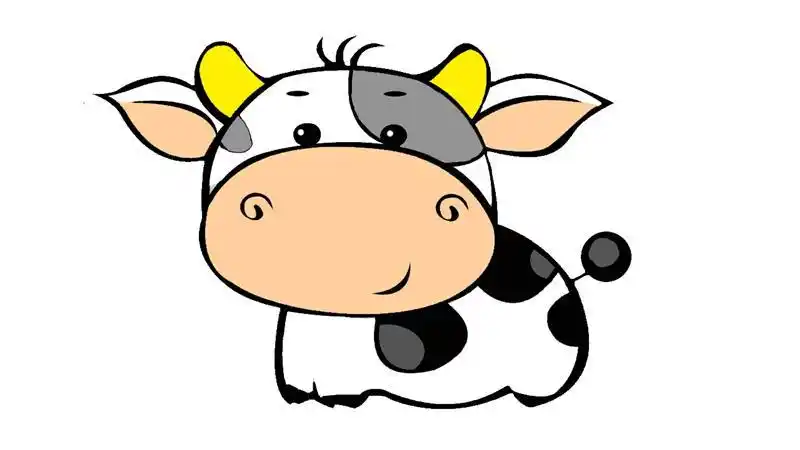 牛平面可爱彩色简笔画