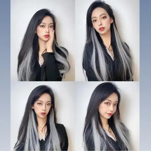 彩色挂耳烫假发片女长发挑染无痕一片式lisa同款接发条挂耳染发片