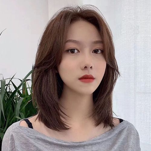 假发女短发真人发丝八字刘海内扣锁骨发时尚气质自然透气整顶头套