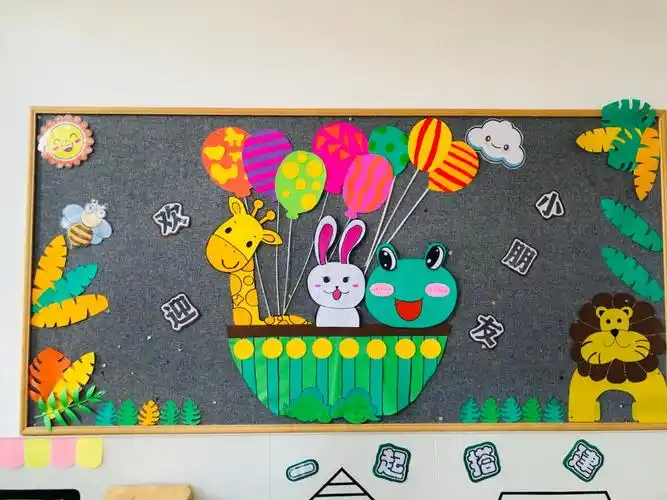 小班的主题墙环创,要多童趣,少知识渗透,卡通形象加上"欢迎小朋友"的