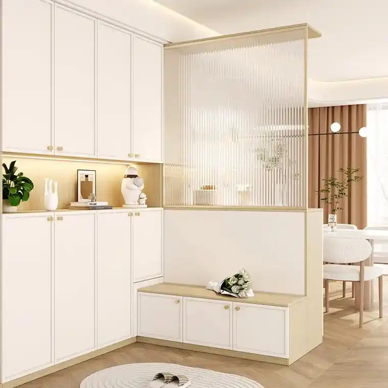 鞋柜玄关柜一体客厅正对门屏风隔断现代简约奶油风大容量转角柜子