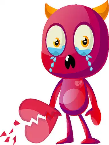 00伤心的恶魔,插图,白色背景上的矢量.