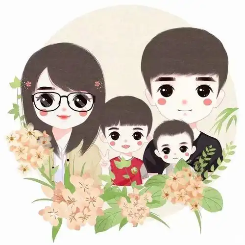 幸福满满,温馨全家福头像,动漫图片设计