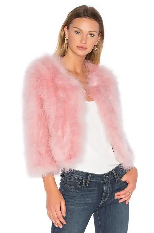 jocelyn 火鸡羽毛敞胸短上衣