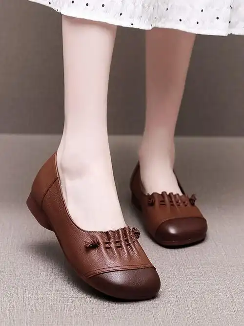 单鞋女夏平底2021新款真皮软底软皮浅口夏天女鞋妈妈鞋大码皮鞋