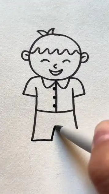 这样画可爱小男孩,简单易学,简笔画