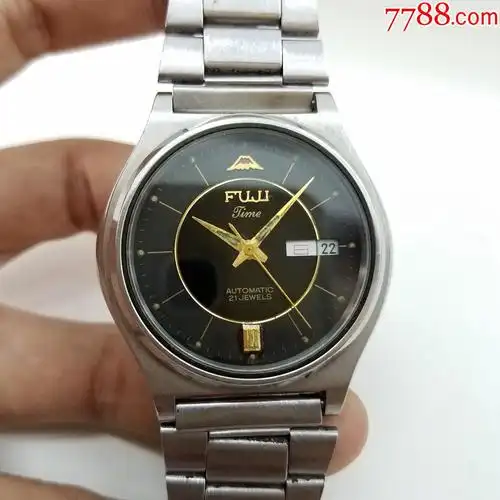 日本富士山自动机械男表【金针金字金刻度】【能走时,日历好使】_价格