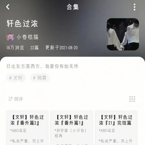 《轩色过浓》作者:小卷桔猫 《文轩/为你破例》作者:槐序深巷_文轩
