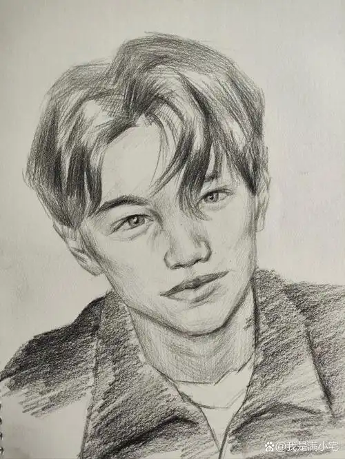 小李子素描头像 太久没画素描头像了,摸鱼一张