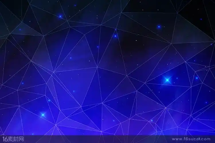 深蓝色低多边形太阳系星空背景高清图片