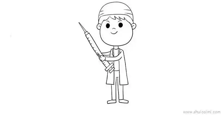 拿针管的医生抗击病毒简笔画