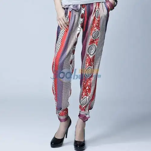 太平鸟collection夏季女装花形长裤ag1020017 红色 s